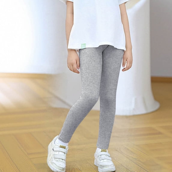 BXJX Girls Leggings, Breathable Elastic Waist Slim Fit Soft Workout Leggings Gray Size 13-14 T