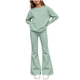 thumbnail image 1 of BXJX Girls Outfit Sets 2 Piece, Crew Neck Long Sleeve Causal Sweatshirt and Flare Pants Sets Green Size 11-12 T, 1 of 6