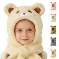 thumbnail image 1 of BXJX Girls Plush Hats, Windproof Warm Skiing Hood Scarf Winter Hat for Kids Beige Size Free Size, 1 of 6