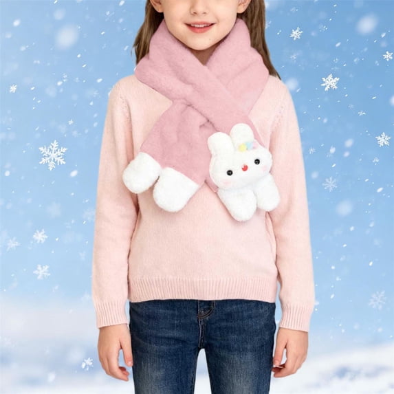 BXJX Girls Plush Scarf, Lightweight Casual Thermal Thick Neck Warmer for Winter Pink Size Free Size