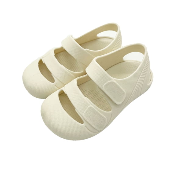 BXJX Girls Sandals, Ankle Strap Slip-Resistant Summer Closed Toe Shoes for Kids White Size 9.5(Little Kids)