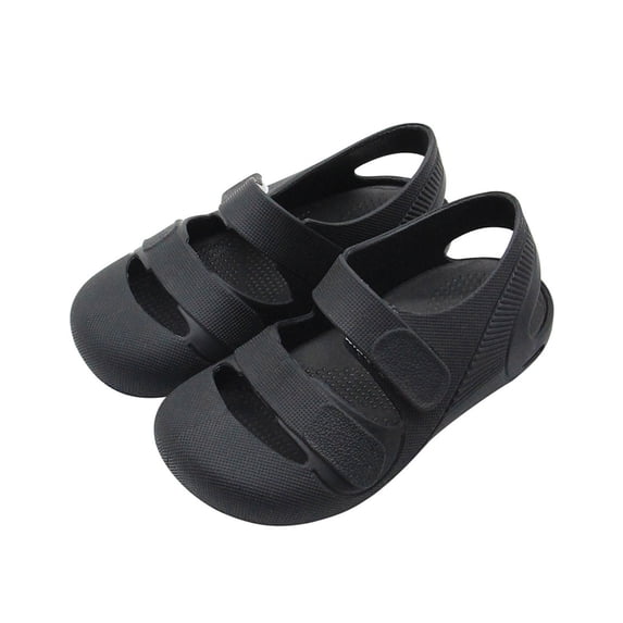 BXJX Girls Sandals, Ankle Strap Summer Slip-Resistant Closed Toe Shoes for Kids Black Size 9(Toddler)