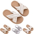 thumbnail image 1 of BXJX Girls Slide Sandals, Open Toe Non Slip Soft Sole Cross-Strap Kids Summer Shoes Beige Size 3(Big Kids), 1 of 7