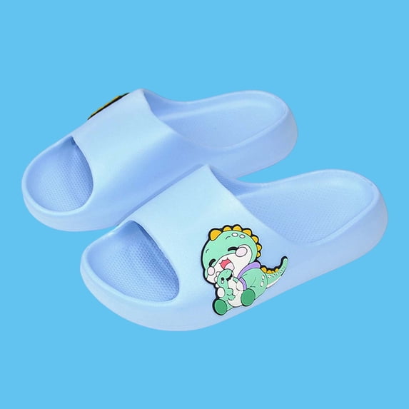 BXJX Girls Slide Sandals, Open Toe Pool Waterproof Slip-Resistant Kids House Slippers Sky Blue Size 12-12.5(Little Kids)