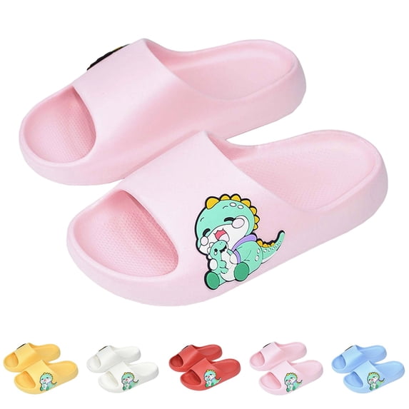 BXJX Girls Slide Sandals, Slip-Resistant Pool Waterproof Open Toe Kids House Slippers Pink Size 13(Little Kids)