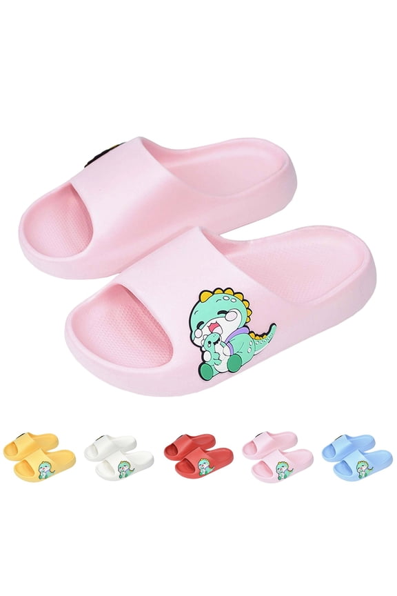 Girls Slide Sandals, Slip-Resistant Pool Waterproof Open Toe Kids House Slippers Pink Size 13(Little Kids)
