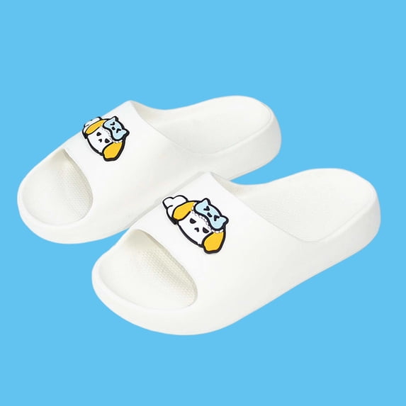 BXJX Girls Slide Sandals, Soft Sole Open Toe Cute Slip-Resistant Kids House Slippers White Size 12-12.5(Little Kids)