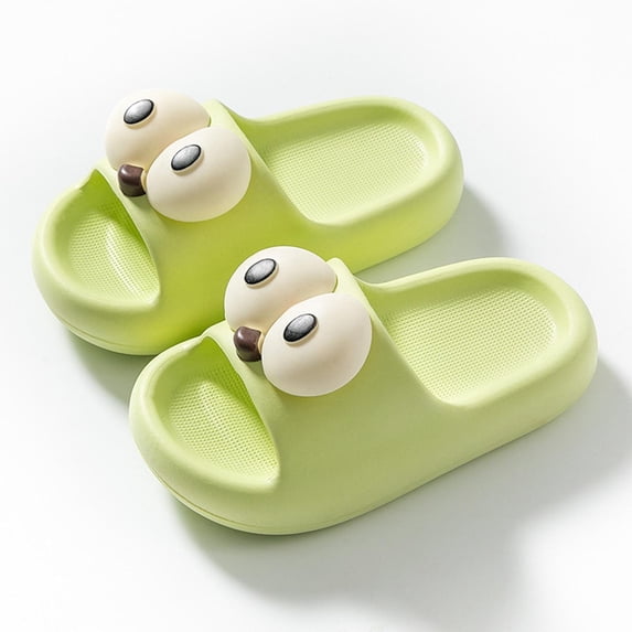 BXJX Girls Slide Sandals, Soft Sole Slip-Resistant Open Toe Shower Kids House Slippers Green Size 3 T