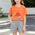 thumbnail image 1 of BXJX Girls Summer Outfit Sets, Crew Neck 2PC Knitted Short Sleeve T-Shirts and Shorts Sets Orange Size 3-4 T, 1 of 5