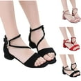 thumbnail image 1 of BXJX Girls Summer Sandals, Non Slip Ankle Strap Dance Open Toe Kids Shoes Black Size 12 T, 1 of 6