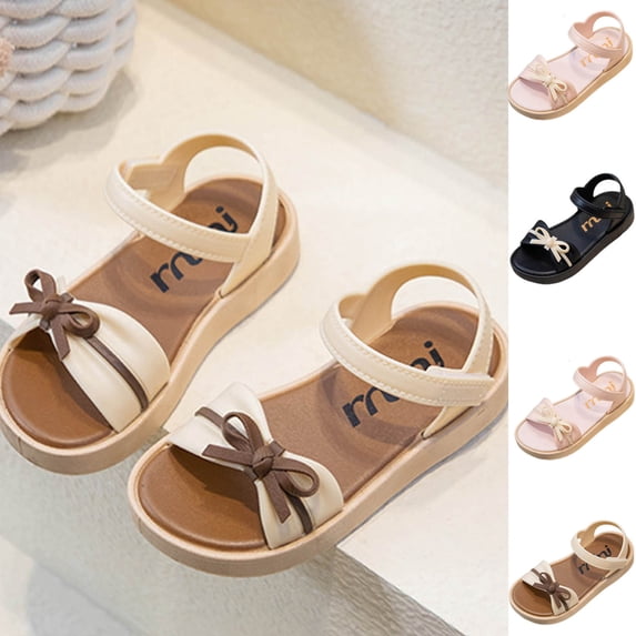 BXJX Girls Summer Sandals, Non Slip Beach Adjustable Strap Open Toe Shoes for Kids Brown Size 13(Little Kids)