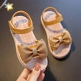 thumbnail image 1 of BXJX Girls Summer Sandals, Non Slip Open Toe Bow Ankle Strap Kids Shoes Yellow Size 3 T, 1 of 4
