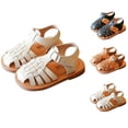 thumbnail image 1 of BXJX Girls Summer Sandals, Non Slip Soft Sole Closed Toe Ankle Strap Kids Shoes White Size 2 T, 1 of 10
