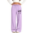 thumbnail image 1 of BXJX Girls Sweatpants, Fleece‑Lined Elastic Waist Warm Sports Fall Pants with Pockets Purple Size 11-12 T, 1 of 6