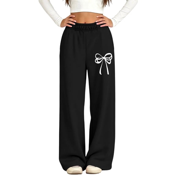 BXJX Girls Sweatpants, Fleece‑Lined Sports Warm Elastic Waist Fall Pants with Pockets Black Size 5-6 T