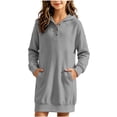 thumbnail image 1 of BXJX Girls Sweatshirt Dress, Long Sleeve Hooded Pullover Spring Fall Sweatshirt with Pockets Gray Size 14-15 T, 1 of 6