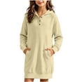 thumbnail image 1 of BXJX Girls Sweatshirt Dress, Pullover Spring Fall Hooded Long Sleeve Sweatshirt with Pockets Yellow Size 7-8 T, 1 of 6