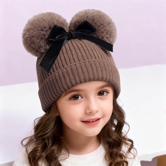 BXJX Girls Winter Beanies, Cotton Cute Stretchable Warm Kids Casual Hats Brown Size 6 Months