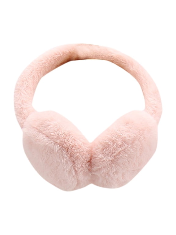 Girls Winter Earmuffs, Thick Outdoor Fleece Thermal Kids Ear Warmers Pink Free Size
