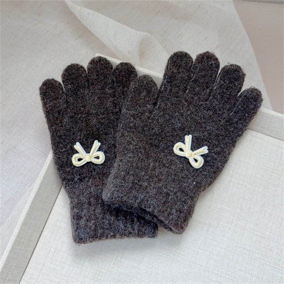 BXJX Girls Winter Gloves, Warm Stretchable Soft Knitting Cotton Outdoor Gloves for Kids Dark Gray Size Free Size