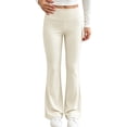 thumbnail image 1 of BXJX Girls Yoga Leggings, Elastic Waist Slim Sports High Stretch Flare Pants White Size 9-10 T, 1 of 8