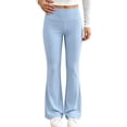 thumbnail image 1 of BXJX Girls Yoga Leggings, Slim High Stretch Elastic Waist Sports Flare Pants Blue Size 3-4 T, 1 of 8
