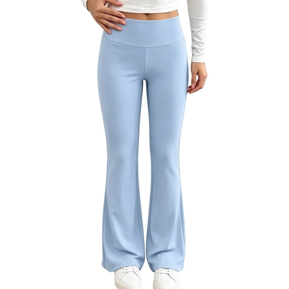 BXJX Girls Yoga Leggings, Slim High Stretch Elastic Waist Sports Flare Pants Blue Size 3-4 T