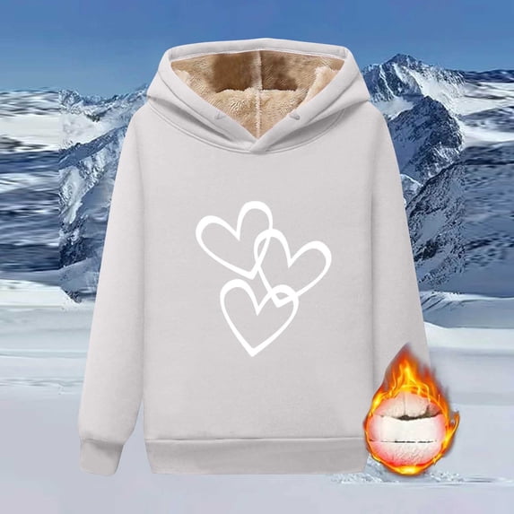 BXJX Hoodies for Women- Winter Warm Print Long Sleeve Drawstring Tops for Women White Size 2XL