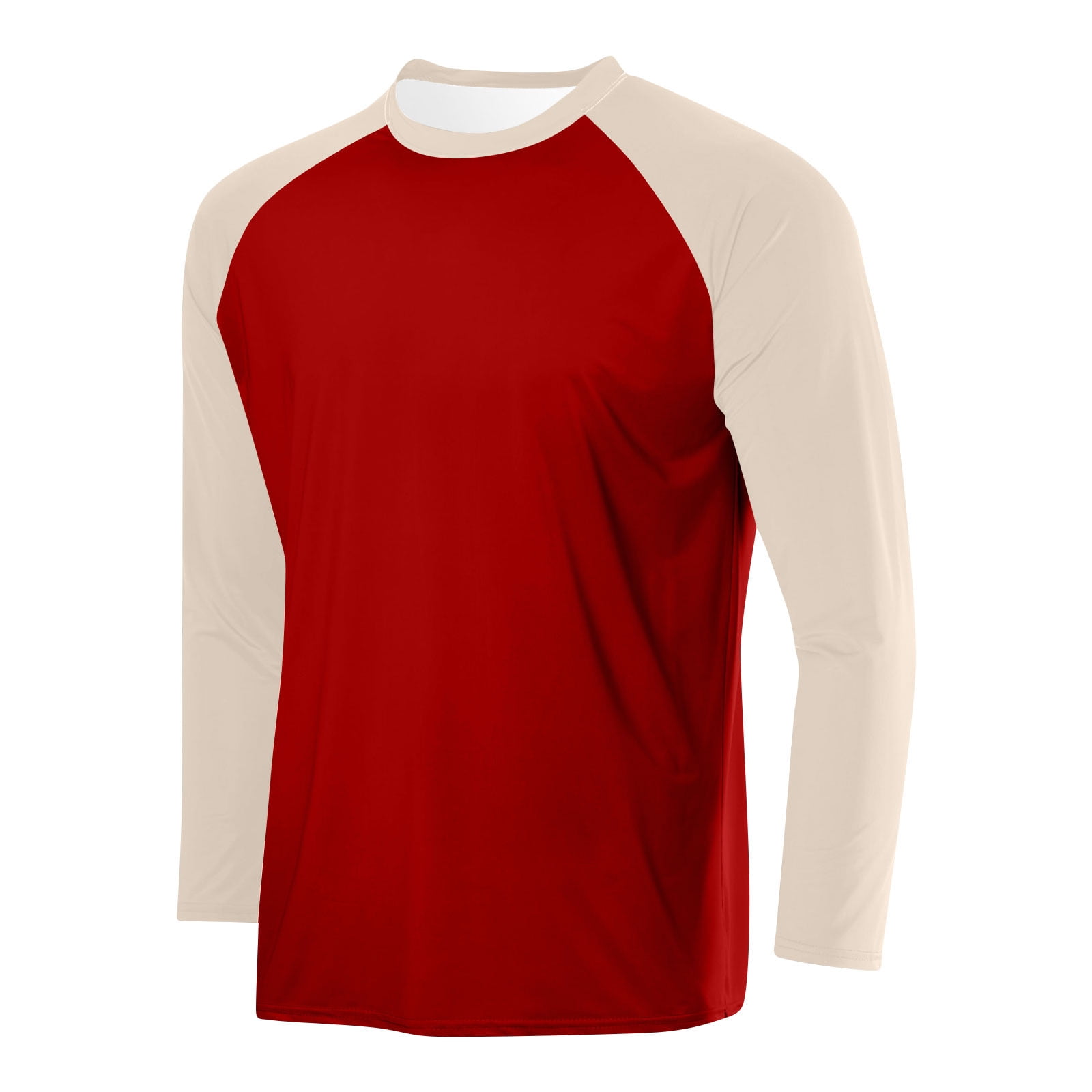 BXJX Long Sleeve Mens Color Block T Shirts- Casual Crewneck