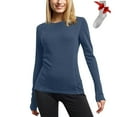 thumbnail image 1 of BXJX Long Sleeve Shirts for Women- Round Neck Solid Warm Casual Thermal Undershirts for Women Navy Size XL, 1 of 8