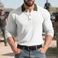 thumbnail image 1 of BXJX Men's Breathable Loose Fit Polo Shirt- Lapel Collar Casual Quarter-Button Classic Casual Top for Daily Wear White Size 2XL, 1 of 9