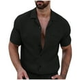 thumbnail image 1 of Fnooota Men's Casual Button Up Shirts, Colored Short Sleeve Relaxed Fit Vacation Summer Shirts Black Size 2XL, 1 of 6