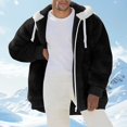 thumbnail image 1 of BXJX Men's Hooded Jacket- Casual Winter Drawstring Fleece Coat with Pockets Black Size XL, 1 of 6