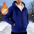 thumbnail image 1 of BXJX Men's Hooded Jacket- Fashion Winter Warm Zip Up Fleece Lined Cardigan Coat with Multiple Pockets Dark Blue Size 3XL, 1 of 9