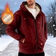 thumbnail image 1 of BXJX Men's Hooded Jacket- Fleece Lined Fashion Zip Up Winter Warm Cardigan Coat with Multiple Pockets Wine Size 3XL, 1 of 9