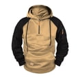 thumbnail image 1 of BXJX Men's Hoodie- Arm Pocket Casual Drawstring Half Zipper Sweatshirt with Multi Pockets Khaki Size M, 1 of 4