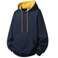thumbnail image 1 of BXJX Men's Hoodie- Arm Pocket Drawstring Casual Fall Sweatshirt with Multi Pockets Dark Blue Size 3XL, 1 of 4