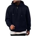thumbnail image 1 of BXJX Men's Hoodie- Arm Pocket Drawstring Fall Casual Sweatshirt with Multi Pockets Navy Size S, 1 of 7