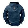 thumbnail image 1 of BXJX Men's Hoodie- Casual Drawstring Arm Pocket Half Zipper Sweatshirt with Multi Pockets Navy Size M, 1 of 3