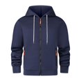 thumbnail image 1 of BXJX Men's Hoodie- Casual Drawstring Full Zip Arm Pocket Sweatshirt with Multi Pockets Navy Size M, 1 of 3