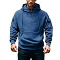 thumbnail image 1 of BXJX Men's Hoodie- Casual Half Zipper Arm Pocket Drawstring Sweatshirt with Multi Pockets Navy Size M, 1 of 7