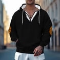 thumbnail image 1 of BXJX Men's Hoodie- Drawstring Casual Half Zipper Arm Pocket Sweatshirt with Multi Pockets Black Size L, 1 of 7