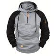 thumbnail image 1 of BXJX Men's Hoodie- Half Zipper Casual Arm Pocket Drawstring Sweatshirt with Multi Pockets Gray Size S, 1 of 7