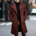 thumbnail image 1 of BXJX Men's Overcoat with Pockets- Wool Blend Collar Single Breasted Casual Fall Pea Coat wih Pockets Wine Size L, 1 of 7