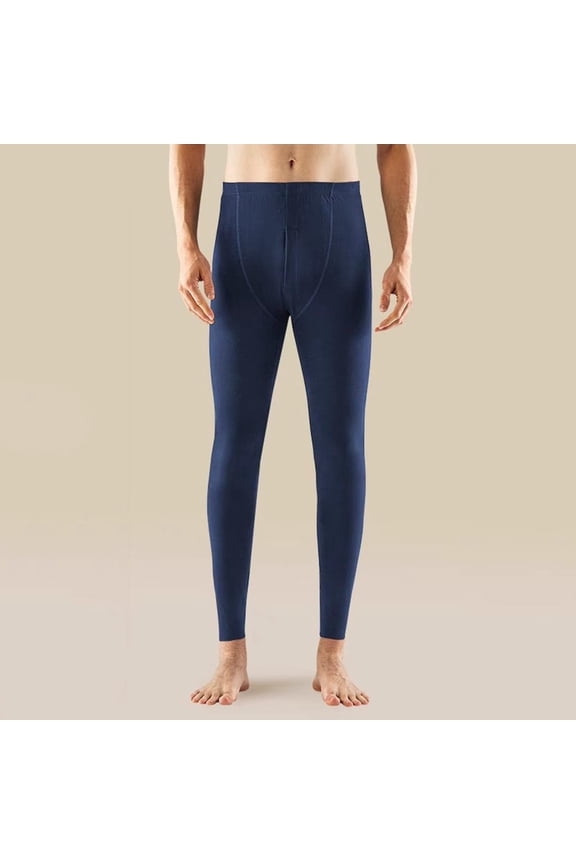 Men's Thermal Compression Pants- Straight Warm Fleece Lined Casual Lightweight Thermal wear Leggings Navy Size L