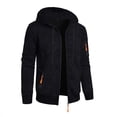 thumbnail image 1 of BXJX Men's Utility Zip Up Hoodie - Elastic Cuff Side Pockets Fall Winter Casual Stand Collar Cardigan Jacket Black Size S, 1 of 4