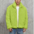 thumbnail image 1 of BXJX Men's Winter Parka Coat- Casual Warm Overcoat Plush Fashion Furry Jacket Green Size M, 1 of 7
