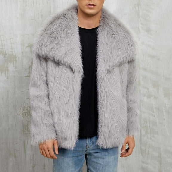 BXJX Men's Winter Parka Coat- Warm Overcoat Plush Casual Fashion Furry Jacket Gray Size 3XL