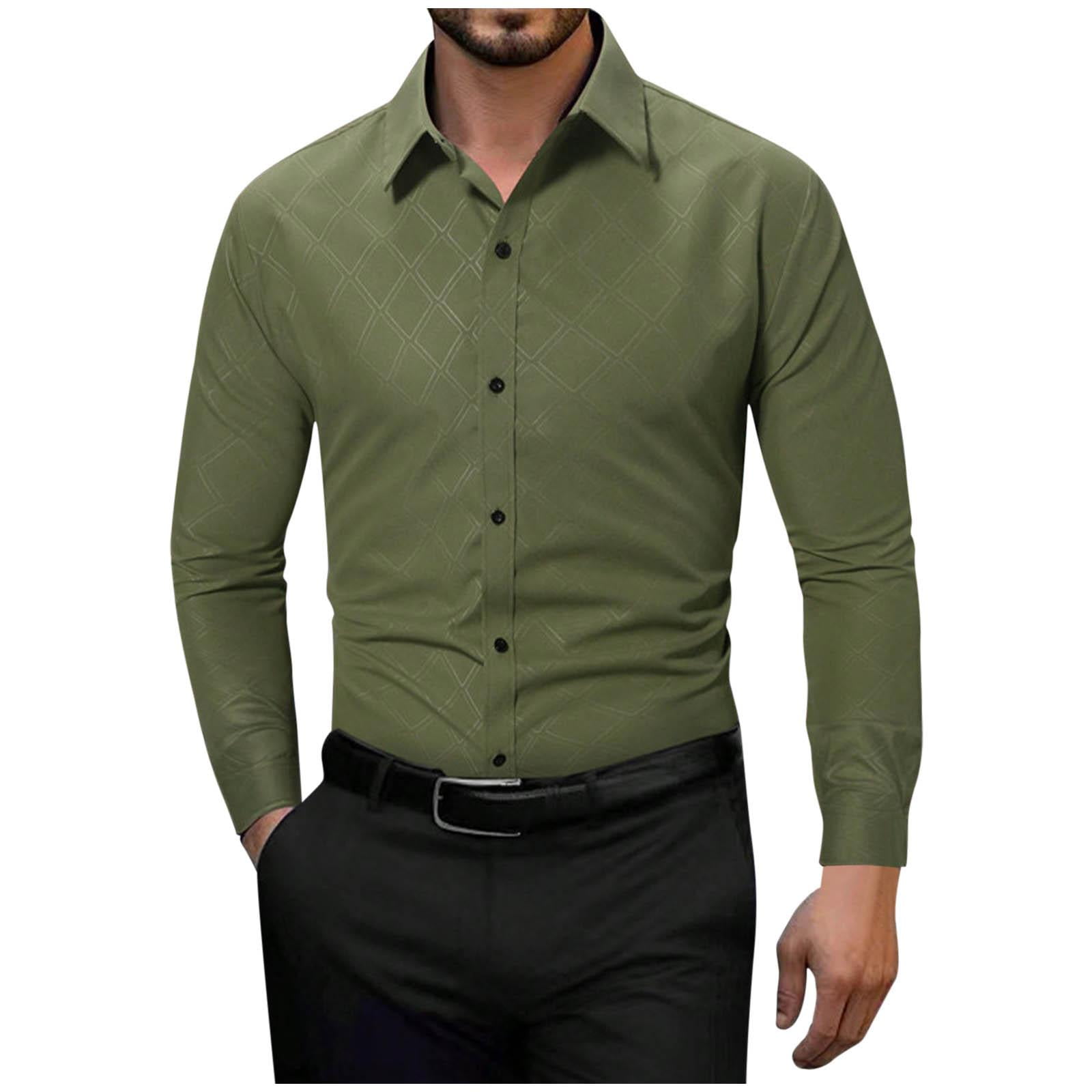 BXJX Mens Button Down Shirt Solid Casual Regular Fit Business Long BXJX Mens Button Down Shirt Solid Casual Regular Fit Business Long