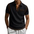 thumbnail image 1 of BXJX Mens Button-Up Shirts With Pocket- Daily Wear Casual Loose Short Sleeve Summer Polos Black Size L, 1 of 10